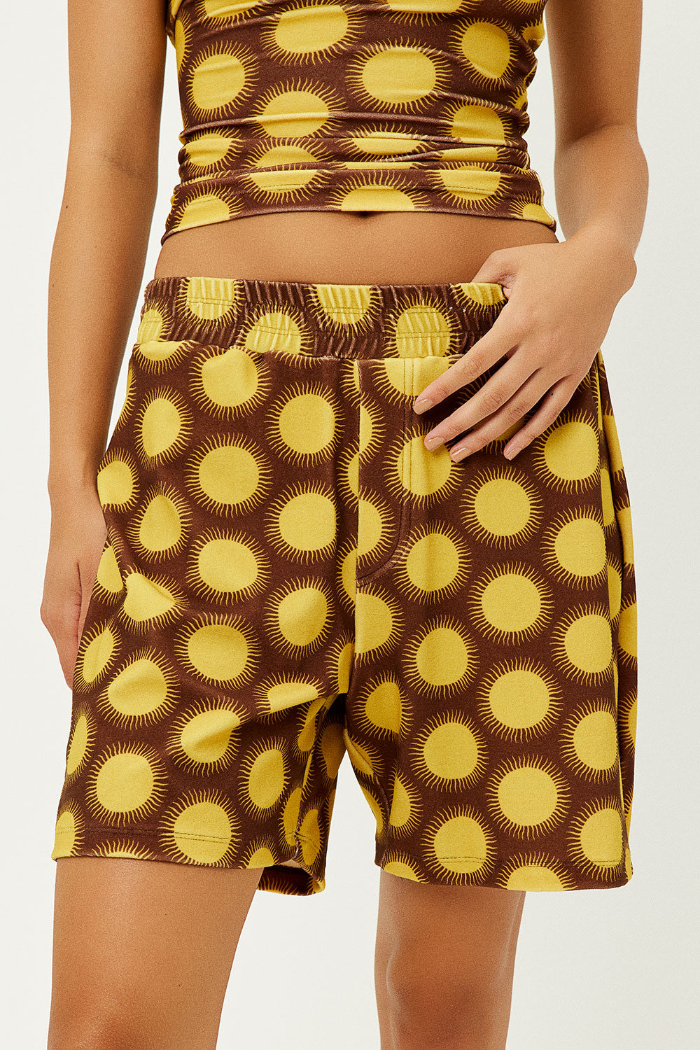 Frankies Bikinis sale Fifi Terry High Waist Shorts - Golden