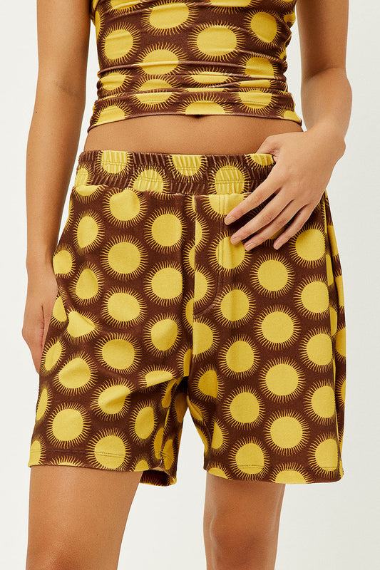 Frankies Bikinis sale Fifi Terry High Waist Shorts - Golden