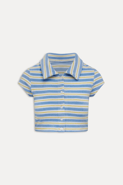 Frankies Bikinis sale Laurel Striped Terry Cloth Shirt - Ashbury Stripe