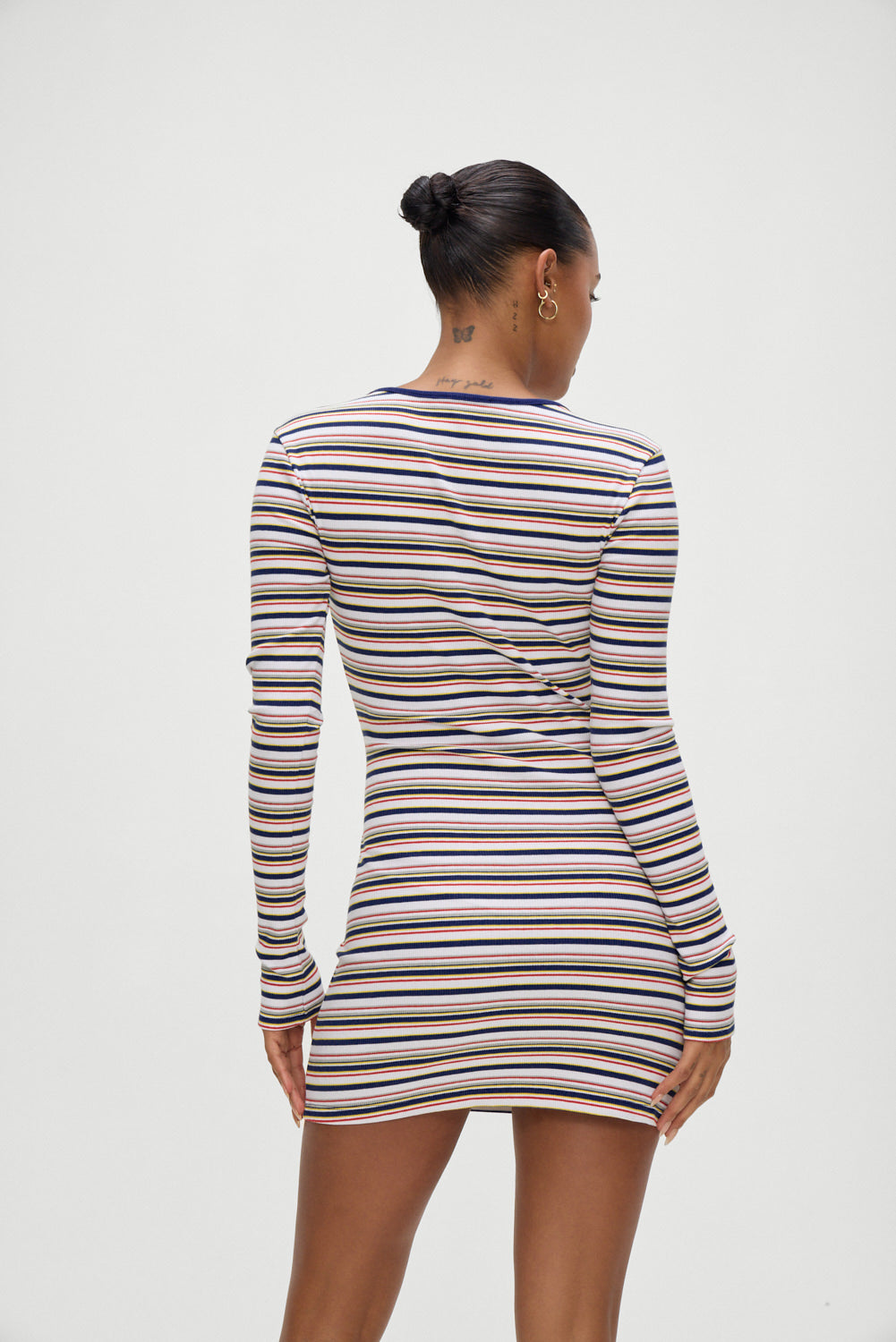 Frankies Bikinis sale Chelsea Long Sleeve Mini Dress - Love Stripe