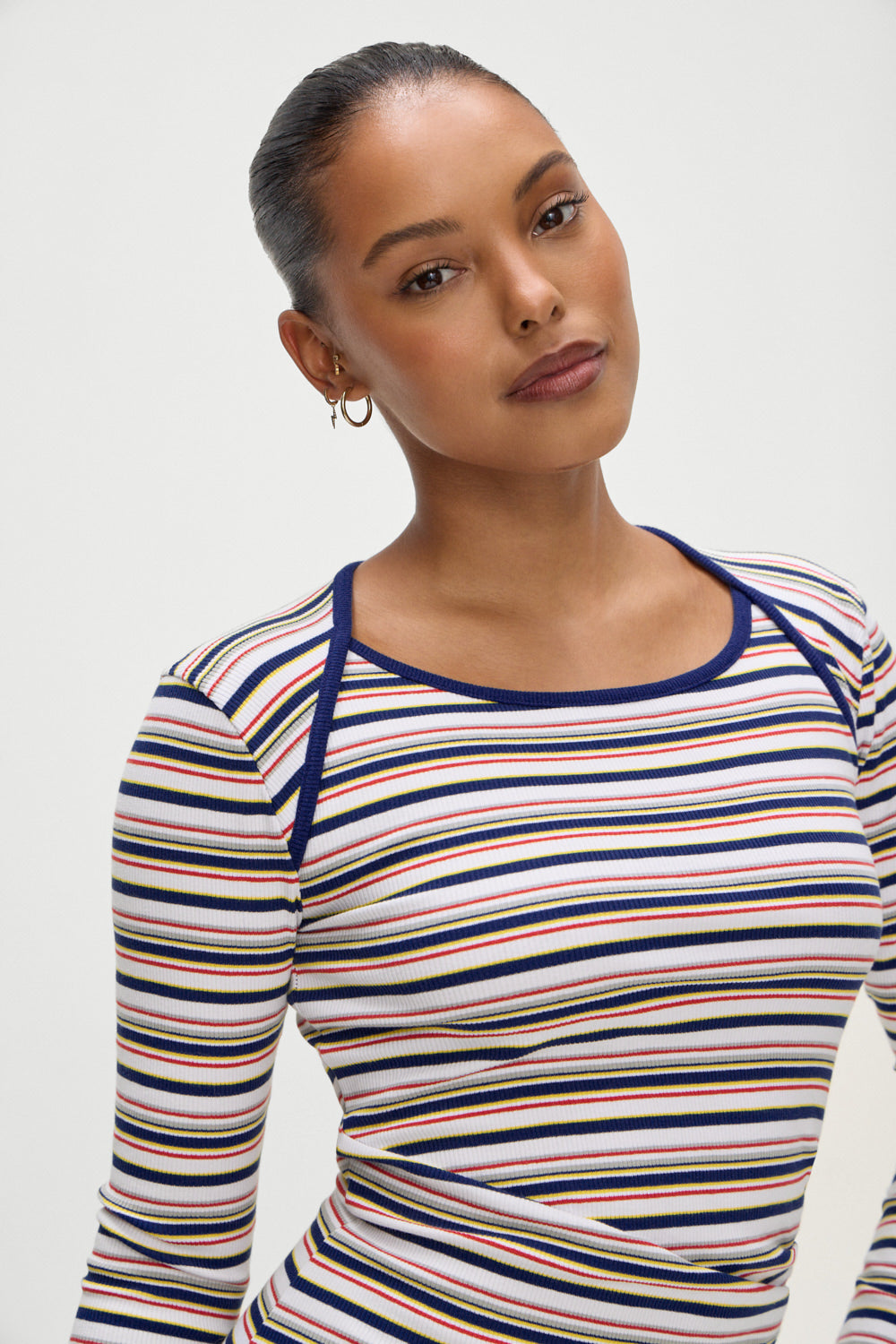 Frankies Bikinis sale Chelsea Long Sleeve Mini Dress - Love Stripe