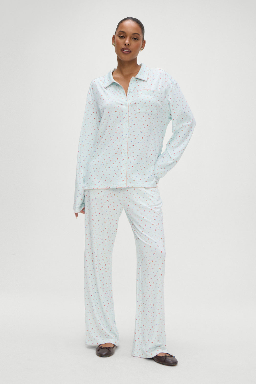 Frankies Bikinis sale Rory Long Sleeve Sleep Shirt - Malibu Meadow