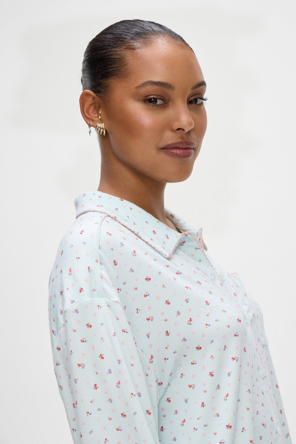 Frankies Bikinis sale Rory Long Sleeve Sleep Shirt - Malibu Meadow