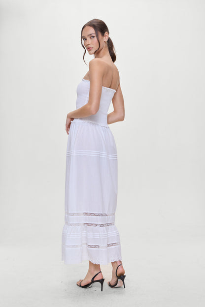 Frankies Bikinis sale Empress Strapless Smocked Maxi Dress - White