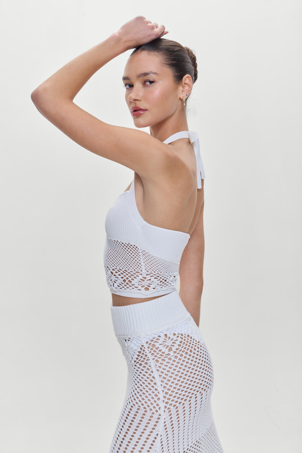 Frankies Bikinis sale Orchard Crochet Halter Top - White